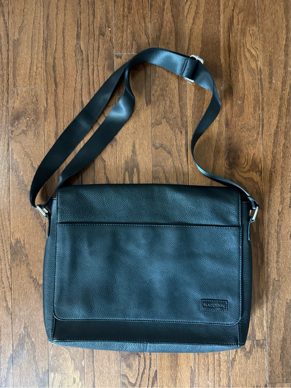 Black Leather Messenger Bag by blackbook adjustable strap lined